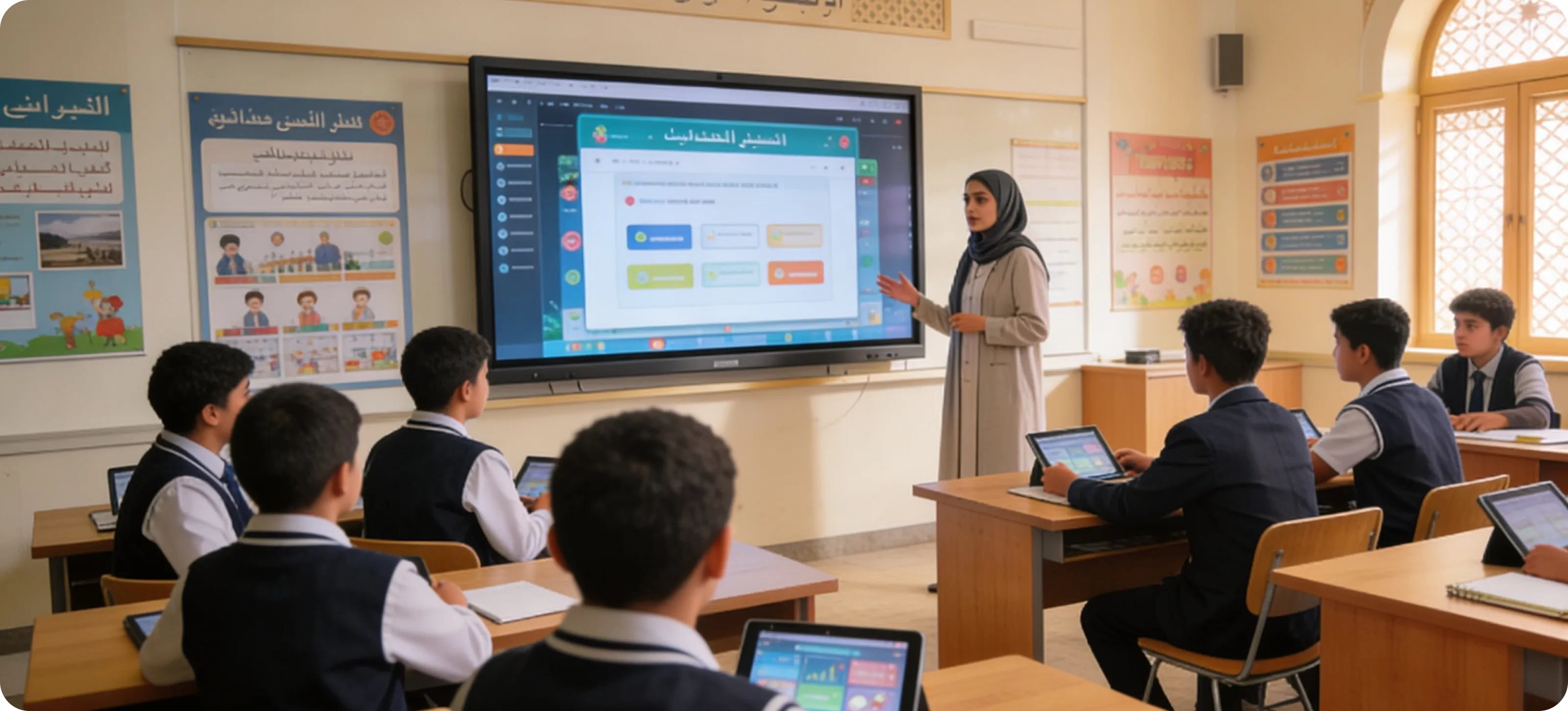 Students in MENA using digital learning tools in a scalable school programme